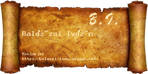Balázsi Iván névjegykártya
