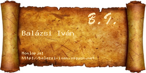 Balázsi Iván névjegykártya